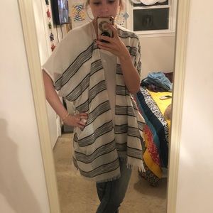 Loft black and white poncho